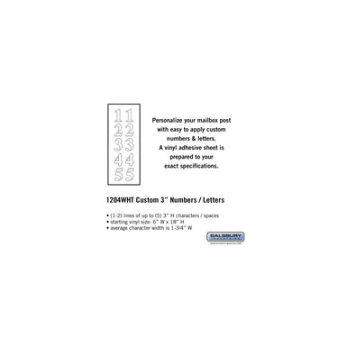 Custom Numbers / Letters - Vertical - White Vinyl - 3 Inches High